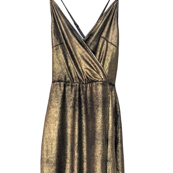 by the way. Jessa Maxi Dress Metallic Gold High Slit Cross Wrap Party Size XS - Picture 6 of 13